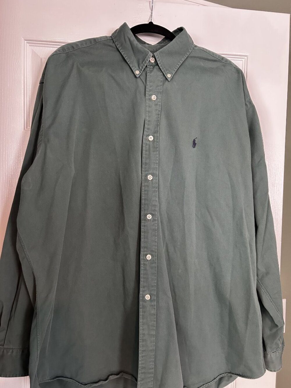 Ralph Lauren Blake Green Cotton Twill Button Down Shirt Long Sleeve Men's XL
